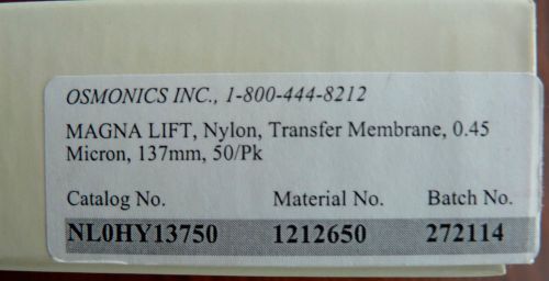 Osmonics magnalift nylon transfer membrane, 0.45micron, 137mm, 50 pk, nlohy13750 for sale