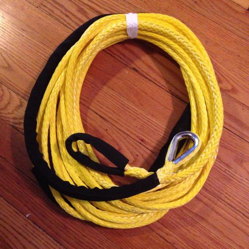 Winch rope 48 ft long  - 3/8&#034; sk-75 dyneema with stainless thimble and soft eye. for sale