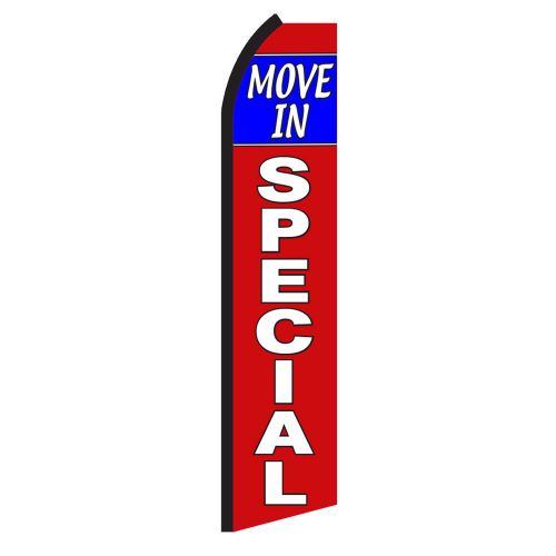 Move In Special business sign Swooper flag 15 ft tall Feather Banner