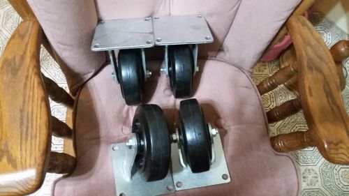 Lot of 4 of  6&#034; x 2&#034; rigid plate caster, phenolic wheel, 1200 lbs capacity for sale