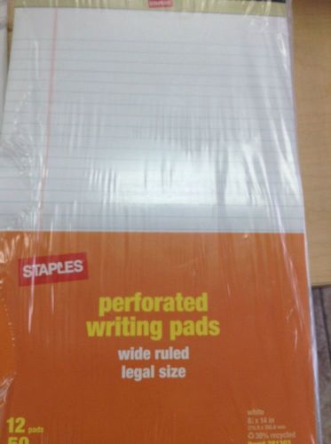 Staples Perforated Notepad Wide Ruled Legal Sized White 8-1/2&#034;x14 12/Pads