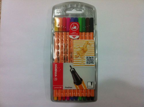 STABILO POINT88 FINELINER PEN 04mm set OF10 ASSORTED COLORS IN A BLISTER PACKAGE