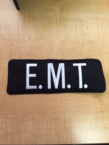 EMT EMS PATCH 11 inch X 4 inch WHITE on BLACK LARGE BACK JACKET PATCH