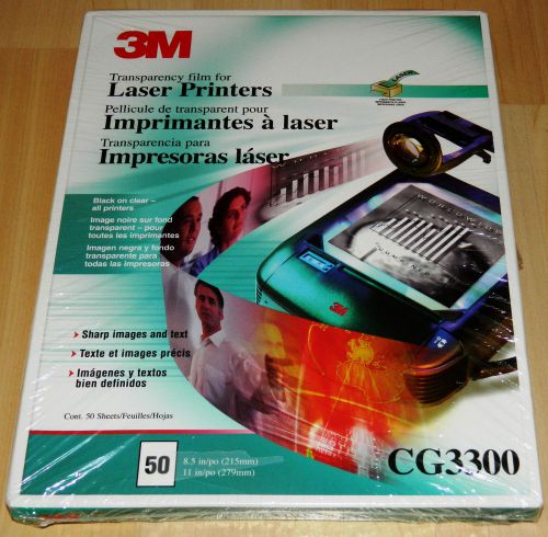3M CG3300 Transparency Film for Laser Printers, 50/Box, 8.5&#034;X11&#034; NEW