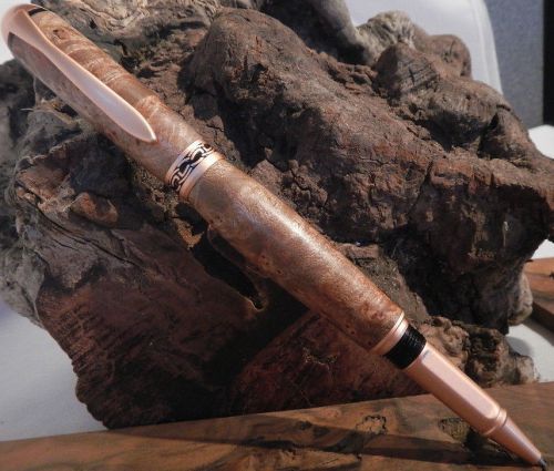 Custom Hand Turned Sadona Roller Ball Pen. Satin Copper Accents Wood   Homemade