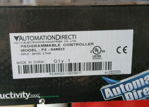 AUTOMATION DIRECT PROGRAMMABLE CONTROLLER P3-64ND3 *NEW SEALED  BOX*