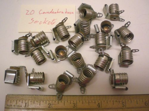 Lot of 20 Candlelabra Base Sockets w/Clip, Leecraft, Made in USA