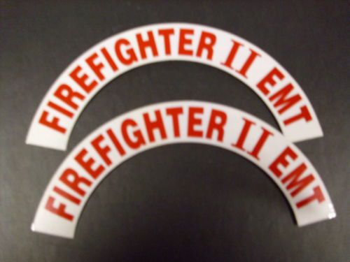 CRESCENTS  PAIR FIREFIGHTER II EMT RED FOR FIRE HELMET OR HARDHATS