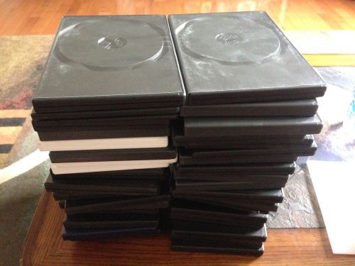 LOT 42 STANDARD BLACK WHITE DOUBLE 2 CD DVD VIDEO GAMES BLU RAY CASES 14MM &amp; 7MM