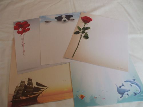 20 sheets Decorative paper stationary 8-1/2 x 11  red rose sailboat dolphins