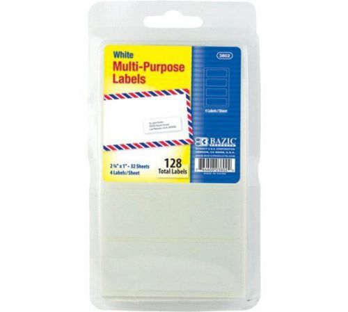 BAZIC 1&#034; X 2 3/4&#034; White Multipurpose Label (128 labels/Pack)
