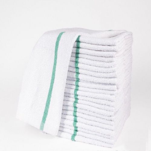 60 pc new terry bar towels mops kitchen towels 32oz green stripe for sale