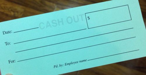 Cash Out Register Slips 50/pad. Office, Petty Cash, Bookkeeping, Vendor Payments