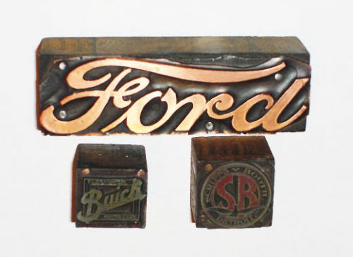 Letterpress Vintage Ford, Buick &amp; Scripps Booth logo cuts