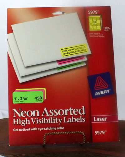 Avery 5979 Laser Neon Assorted 1 x 2 5/8 inch labels bbb251