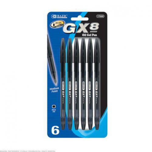 BAZIC GX 8 Black Oil Gel Ink Pen 24 Packs of 6 17020-24