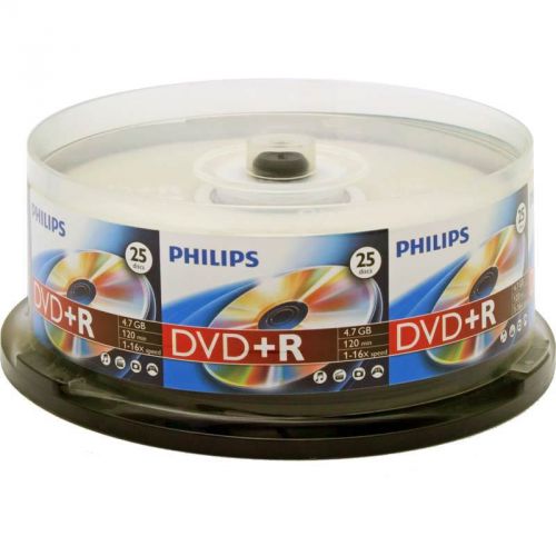 25-pk Philips branded 16x DVD+R Blank Recordable 4.7GB Media Disk DR4S6B25F/17