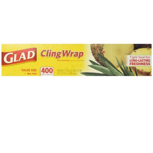 Glad Cling Clear Food Plastic Wrap 400 SQ FT Roll