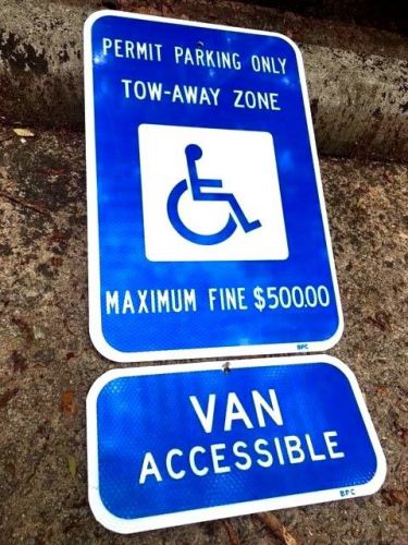 Handicap sign / $500 fine with van accessible / georgia ada code / reflective for sale