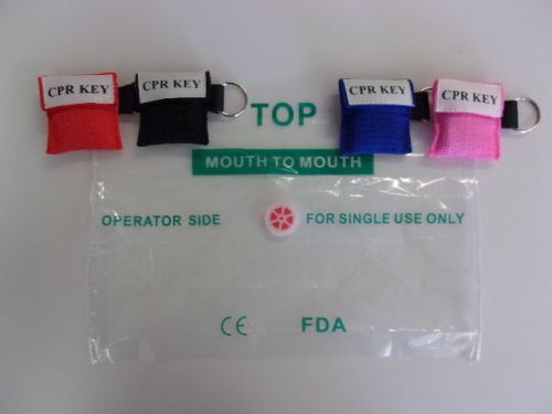 50  Assorted Color CPR Keychain Mask Face Shield Disposable 4 Colors!!