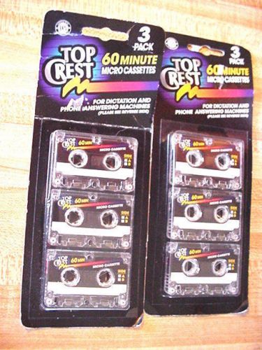 Lot of 6 NEW Top Crest 60 MINUTE Microcassette Tapes Answering Dictation Machine
