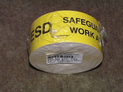 Esd vinyl aisle tape 2&#034;x36yd yellow/black 7mil esd for sale