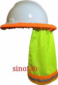 50 safety hard hat neck shield helmet sun shade hi vis reflective stripe for sale