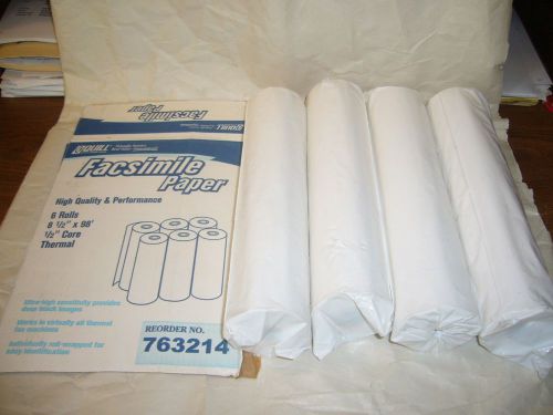Quill Fax Facsimile 4 Rolls Paper Thermal 8.5&#034;x 98&#039;x 1/2&#034;