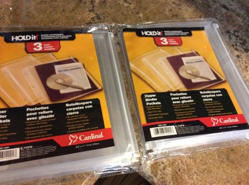 Lot Of  New Zippered Binder Pockets, 8-1/2 x 11, Clear, 3 Pockets/Pack brand new