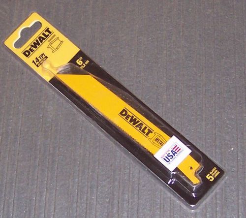 5-pk DEWALT DW4808 6&#034; 14-TPI Straight Back Bi-Metal Reciprocating Saw Blades
