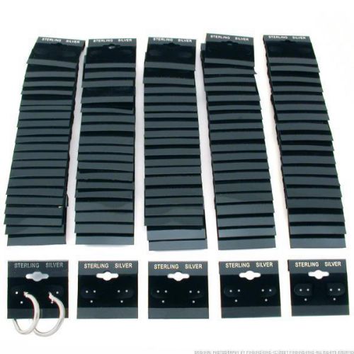 100 Sterling Silver Black Earring Hang Cards 1.5 x 1.5