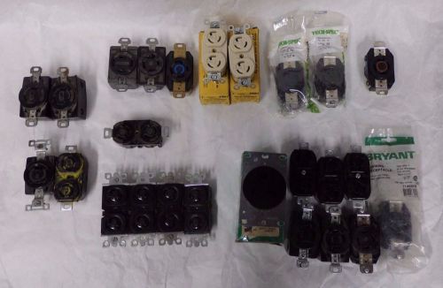 Lot of 25 twist lock receptacles - hubbell, bryant, ge, leviton, melamine, hart for sale