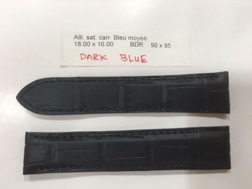 Cartier watch Genuine Leather strap 18mm X 16mm Carr Bleu Moyen ( Dark Blue )