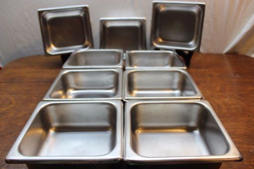 Lot of 9 Stainless Steel NSF Steam Table Pans 1 3/8 Qt. Capacity