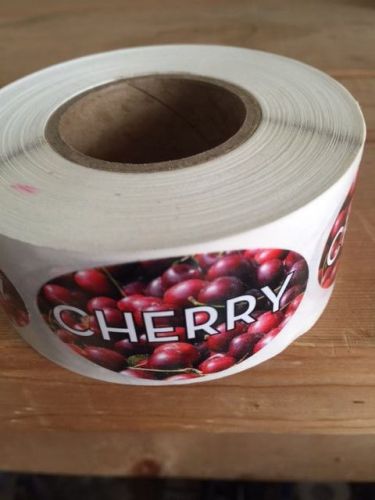 1.25&#034; X 2&#034; CHERRY LABELS 500 PER ROLL GREAT STICKERS