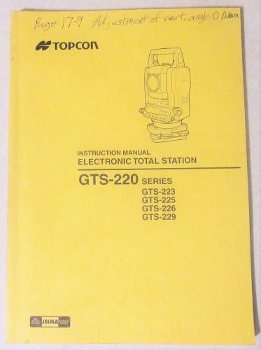 Topcon GTS-220 Series Electronic Total Station Instruction Manual Surveying