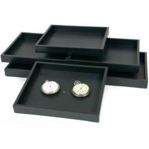 6 Jewelry Tray Black Travel Stackable Showcase Display