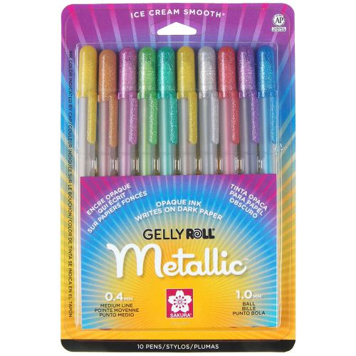 Sakura gelly roll metallic - 10pk medium line assorted color pen set for sale