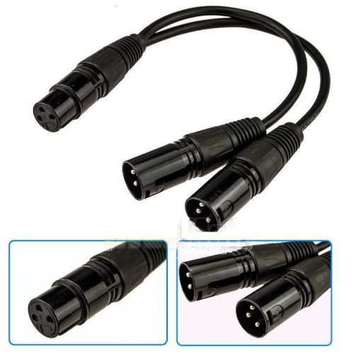 0.5ft 6-inch Premium XLR (3-Pin) Female Jack to 2-XLR Male Y-Splitter OFC Cable