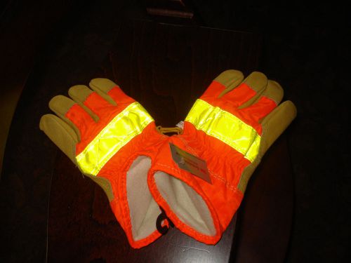Safety WorkGloves Leather 3M Scotchlite Reflective Material Soft Lining