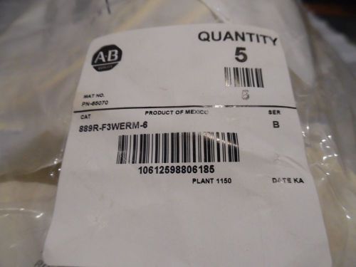 Allen Bradley QD Cordset 889R-F3WERM-6 Ser B  AC Micro 3pin 19.5 ft New Lot of 5