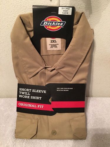 Dickies Size 2XL-Large Khaki Short Sleeve Moisture Wicking Twill Work Shirt NWT