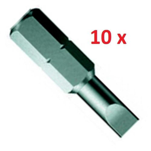 Pack of 10 WERA BIT 800/1 Z 1,0 x 5,5 x 39 mm Hexagon Drive 1/4&#034; Slotted screws