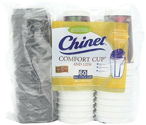 Chinet Comfort Cup (16 oz Cups), 60 Count Cups &amp; Lids