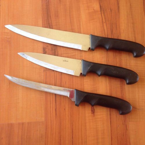 Lot of 3 Japanese kitchen Knives Used  Good Condition
