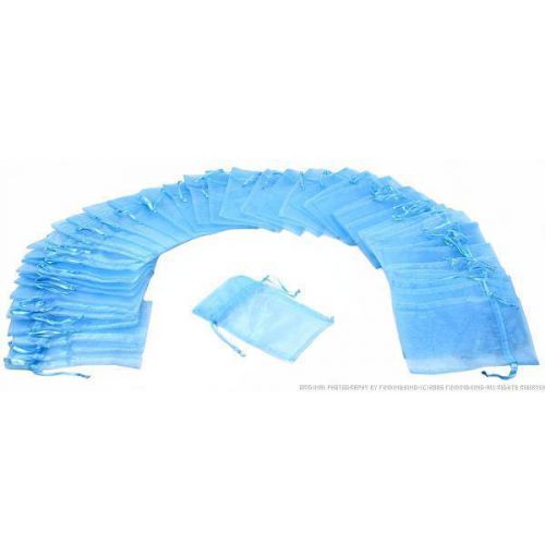48 Baby Blue Organza Drawstring Jewelry Pouches 4&#034;