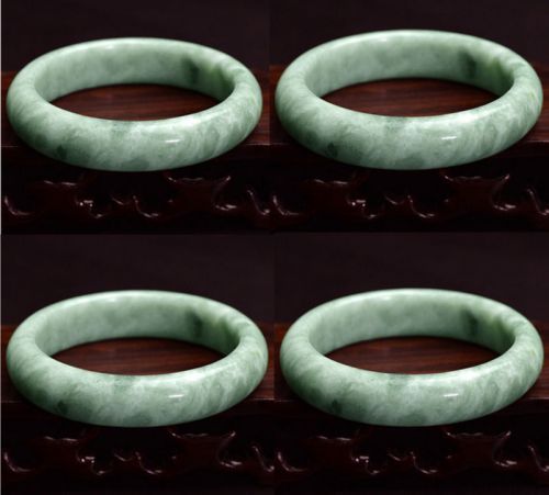 Green Jade Bangle Bracelet Natural Floating Flowers Gems Beautiful 56mm-59mm