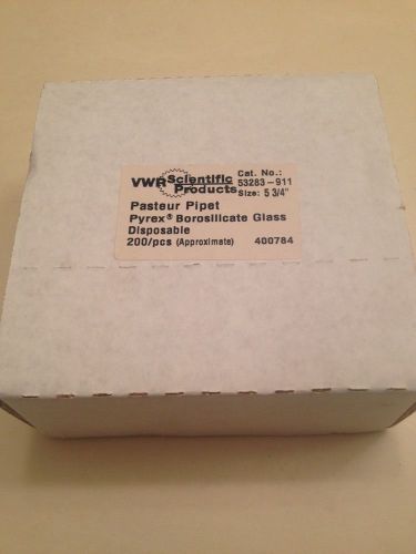 200 VWR Scientific 5.75 inch, Disposable Pasteur Pipets, Short Tip, # 53283-911