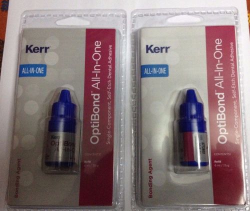 2 x Kerr Optibond ALL IN ONE  Self Etch Dental Adhesive bonding agent 6 ml each