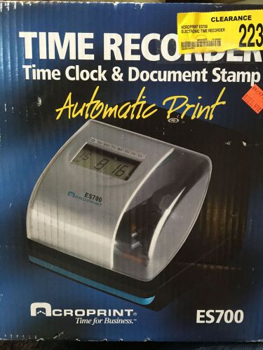 NIB NEW AcroPrint ES700 Time Recorder Time Clock &amp; Document Stamp